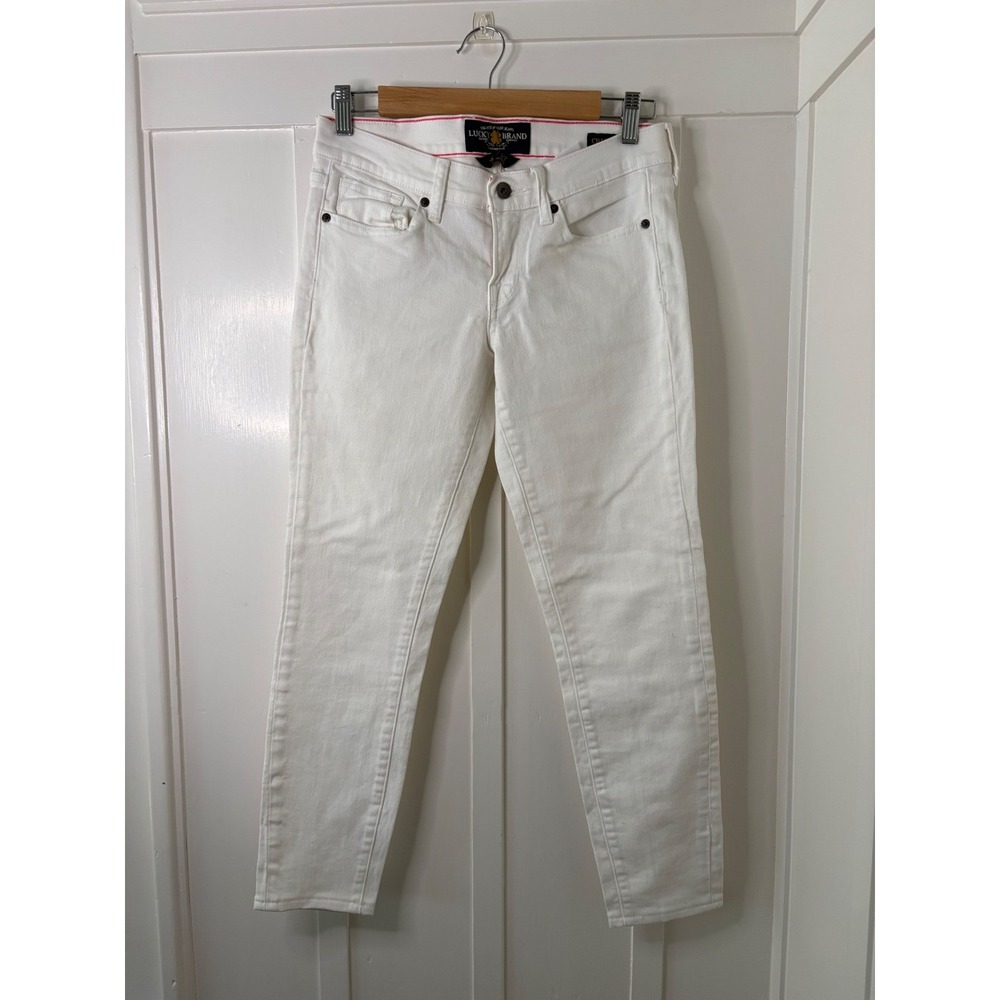 Lucky Brand Charlie Skinny Jeans White Denim Womens 4/27 Stretch Mid Rise